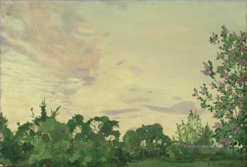 Landschaft auf der Ebene Werke - Twilight Abend Landschaft mit einem lila Busch Konstantin Somov Plan Szenen